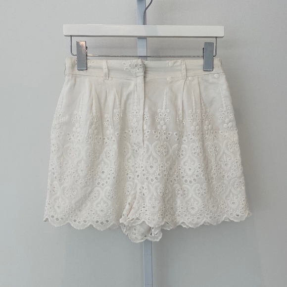 ZIMMERMANN IVORY WHITE COTTON SILK EYELET EMBROIDERY SHORTS SIZE AU 1 / US 4 - Picture 4 of 16